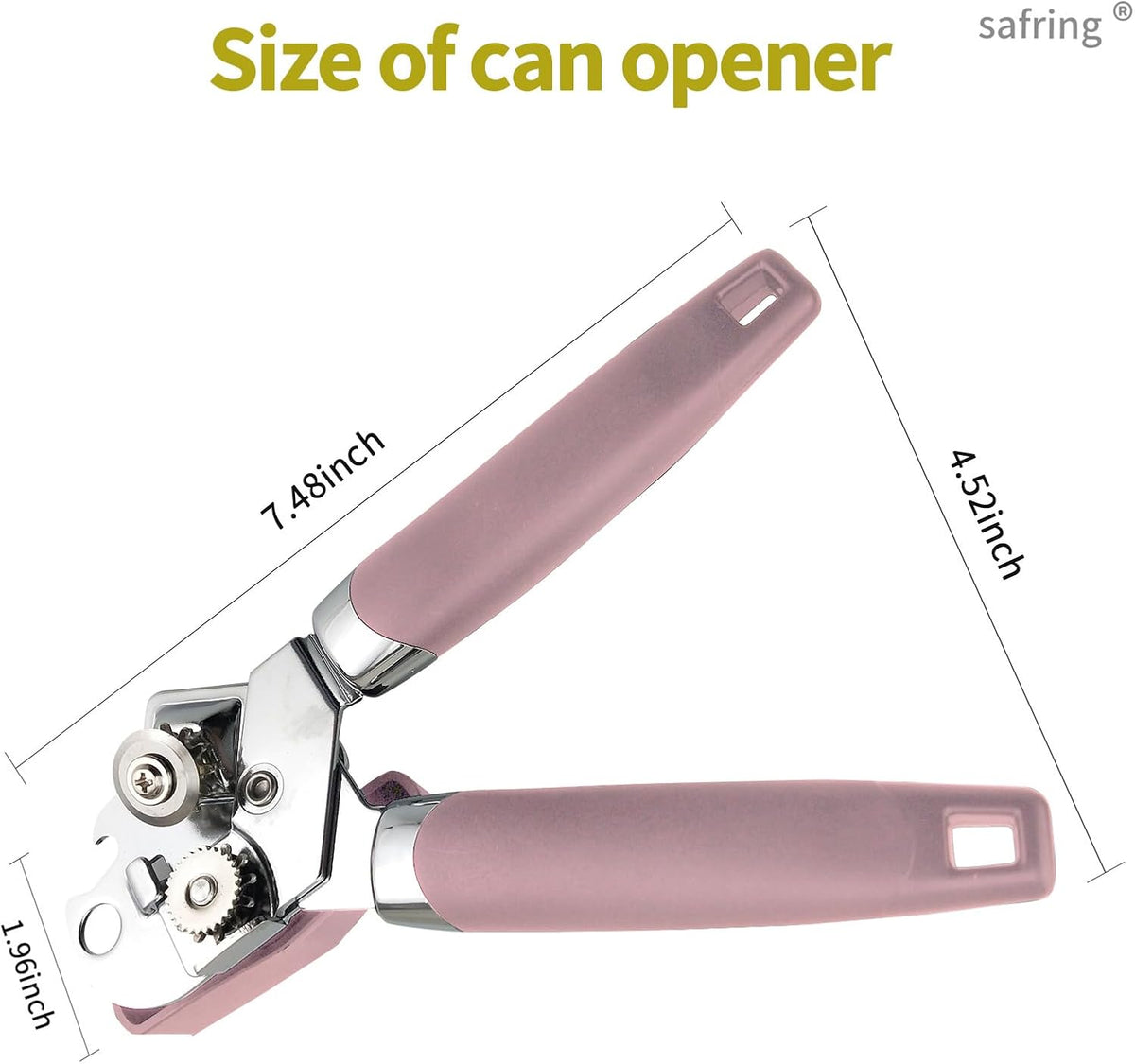 Can Opener Manual, Handheld Strong Heavy Duty Stainless Steel Can Opener, Comfortable Handle, Sharp Blade Smooth Edge, Can Openers with Multifunctional Bottle Opener