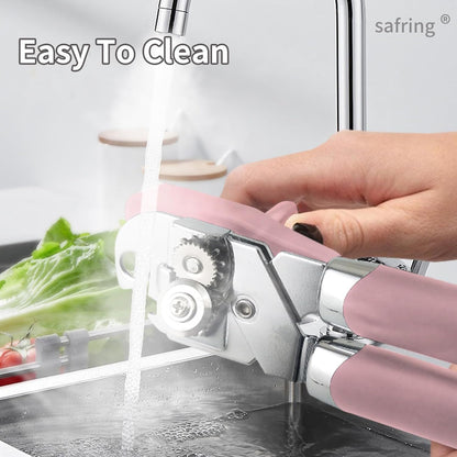 Can Opener Manual, Handheld Strong Heavy Duty Stainless Steel Can Opener, Comfortable Handle, Sharp Blade Smooth Edge, Can Openers with Multifunctional Bottle Opener