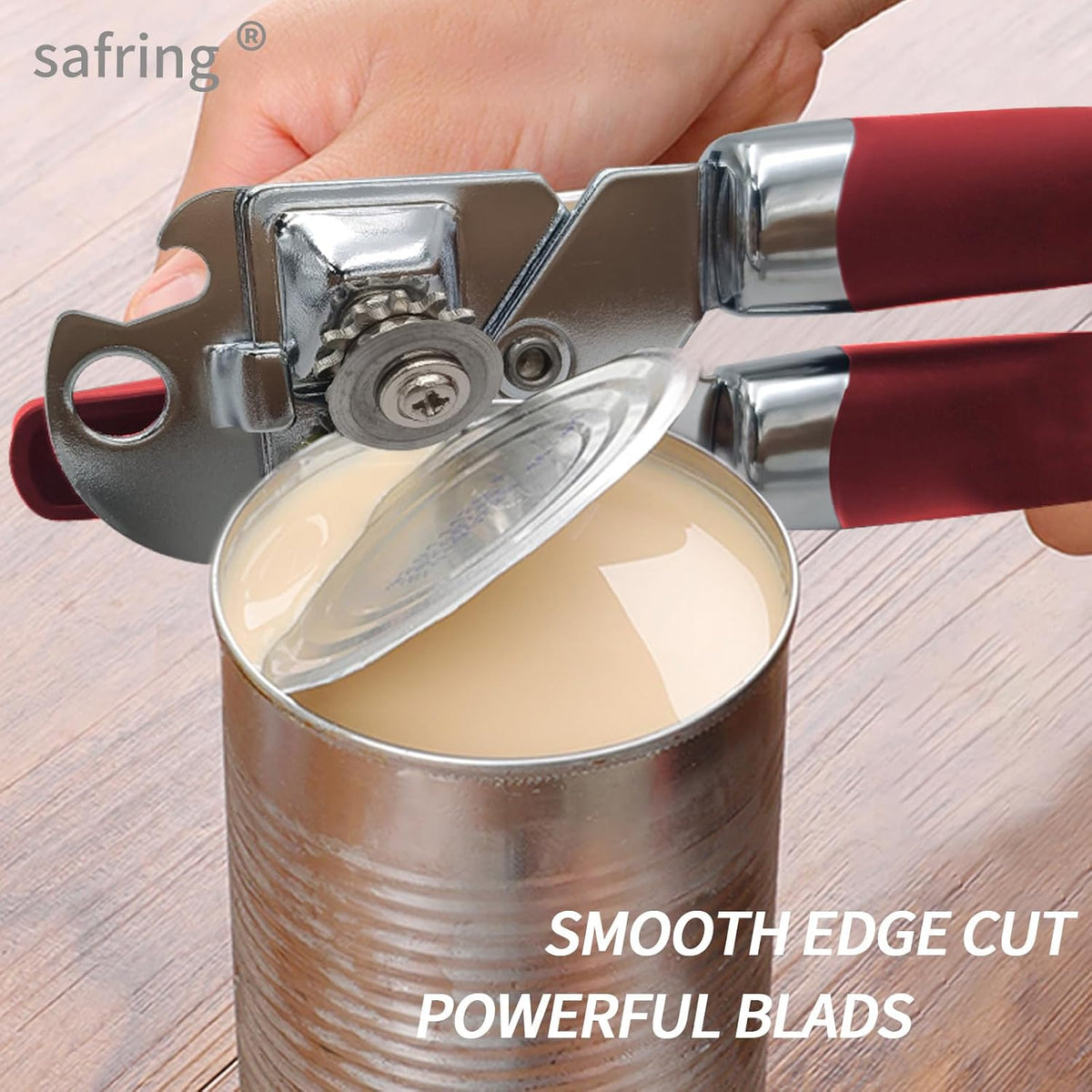 Can Opener Manual, Handheld Strong Heavy Duty Stainless Steel Can Opener, Comfortable Handle, Sharp Blade Smooth Edge, Can Openers with Multifunctional Bottle Opener