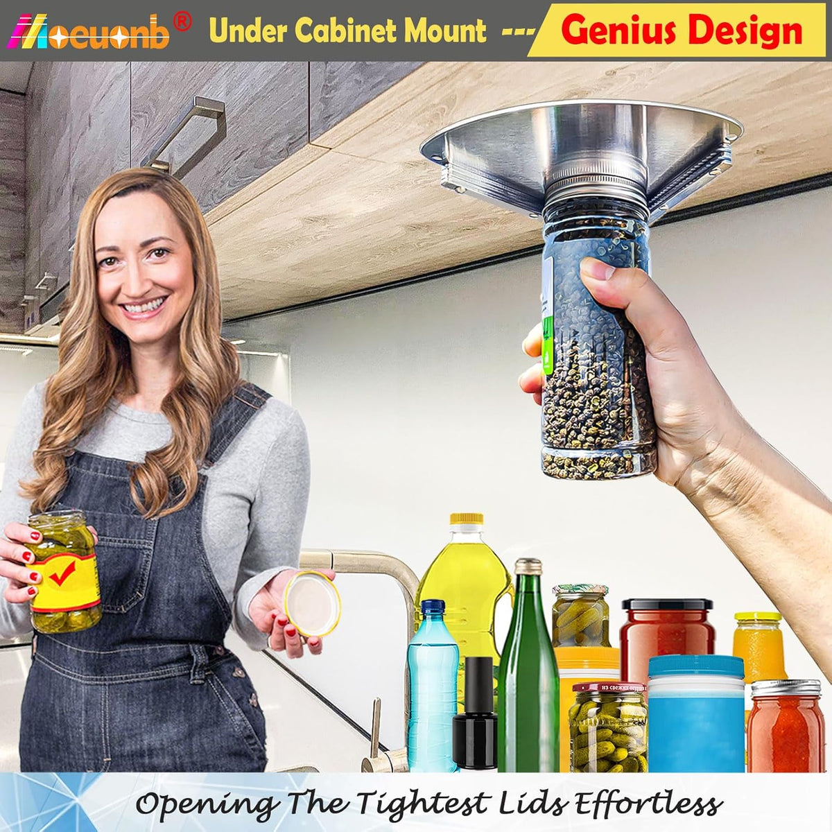 Under Cabinet Jar Opener for Seniors Lid Cap Opener for Weak Hands