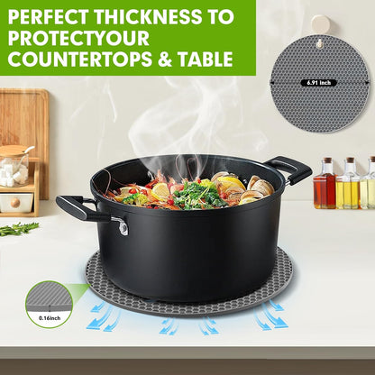 Silicone Trivets for Hot Dishes, Food-Grade Silicone, BPA Free 4PCS | It Can Be Placed on Kitchen Countertops, Dining Tables, or in Pots to Prevent Burns, and Is Dishwasher-Safe.