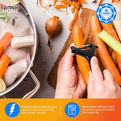 Vegetable Peeler – Serrated Swivel Peeler with built in Potato Eye Remover and Orange Peeler