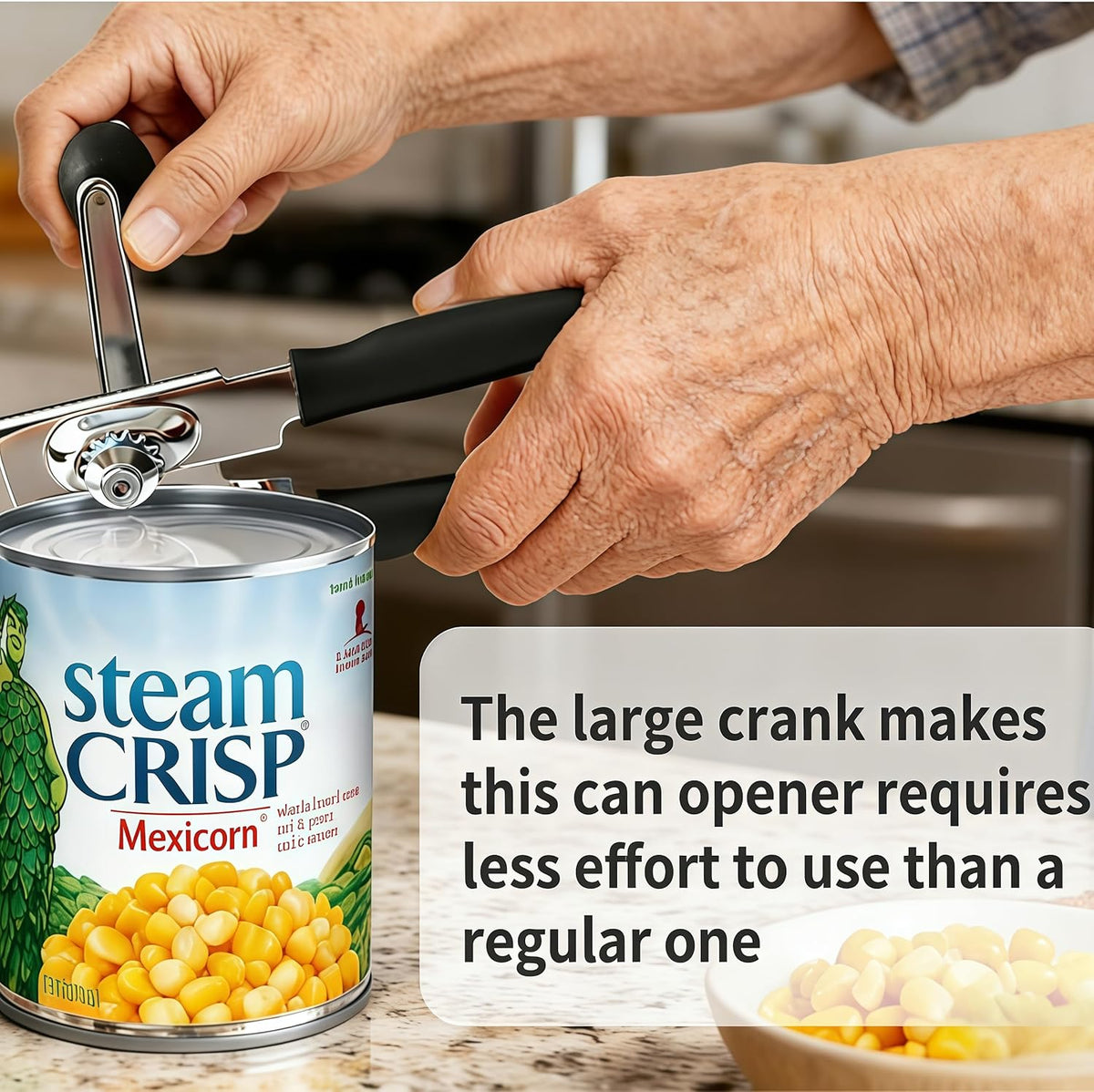 Manual Can Opener for Seniors, Arthritis and Weak Hands