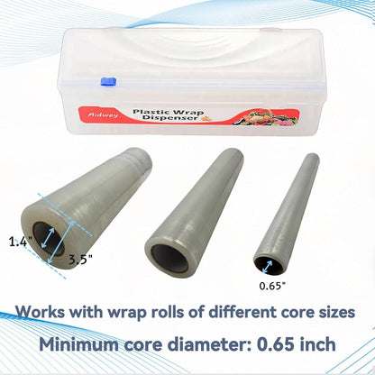Plastic Wrap Dispenser with Cutter -Cling Wrap Dispenser with Slide Cutter for Food Film, Tin Foil, Aluminum Foil, Baking Paper (Plastic Wrap Dispenser + 12'' x 492' BPA Free Film)
