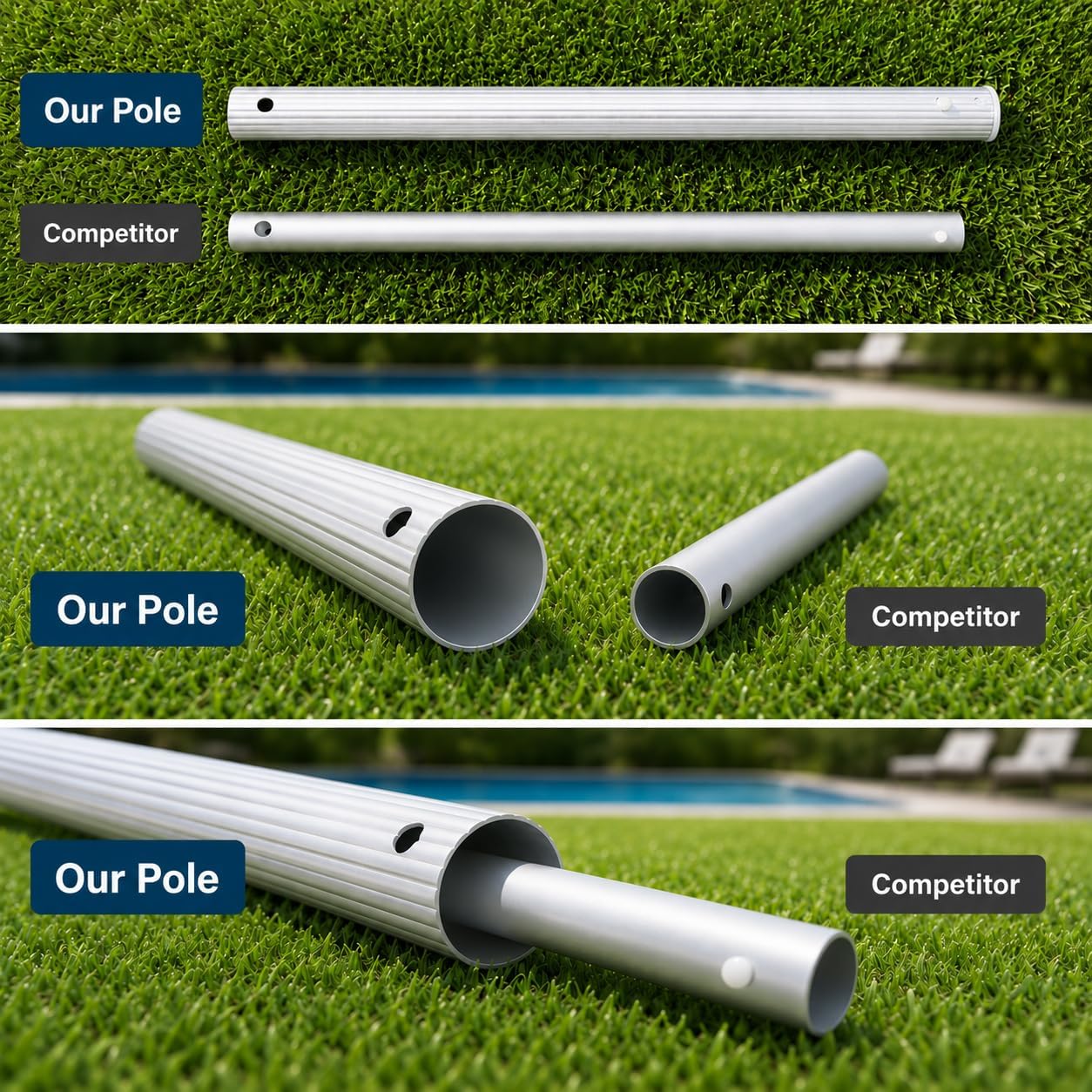 Pool Skimmer Net- Total Length 72 inches Ultral Fine Mesh Rake with Pole,Accessories for Cleaning Inground/Above Ground Swimming Pool, Pond,Spa and Hot Tub Leaf Debris