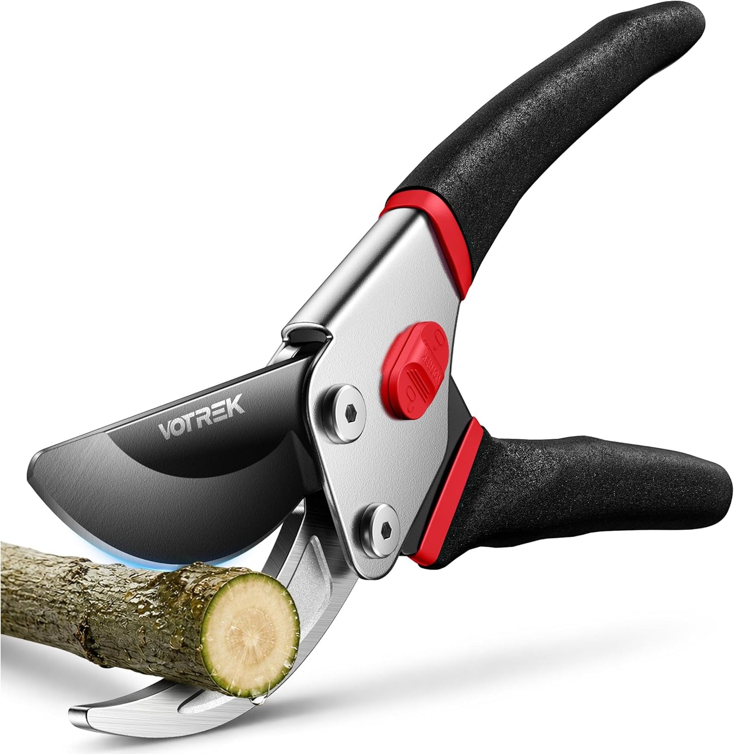 VOTREK® 8.5" Bypass Pruning Shears, Jam-Proof Spring Clippers for branches | Sharp & Anti-Rust SK5 Blade, Ergonomic Non-Slip Grip for Weak Hands, Garden Pruner for Rose, Bonsai, Heavy Duty Tree Trimming
