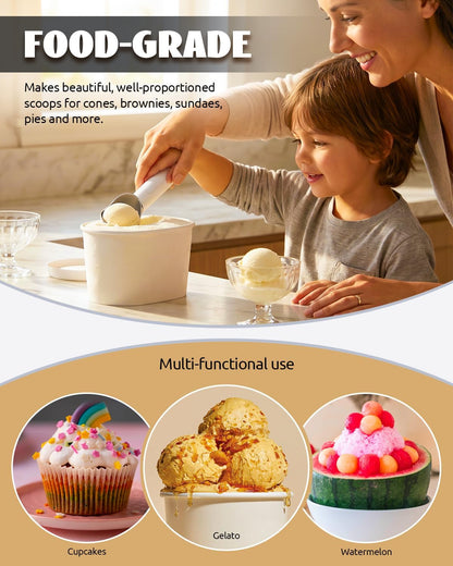 Heated Ice Cream Scoop - Rechargeable Electric Scooper for Hard Frozen Ice Cream, 158°F Fast Heating, LED Display, Food-Grade IP67 Waterproof, Cordless for Seniors & Kids