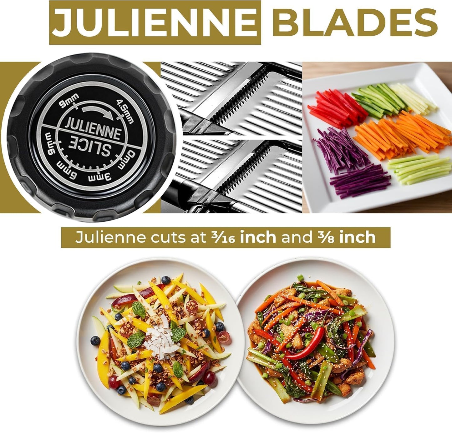 Gramercy Adjustable Mandoline Food Slicer, Mandoline Slicer for Kitchen, Mandolin, Potato, Tomato, Carrot, Vegetable, Fruit and Onion Cutter, Stainless Steel, INCLUDING Cut-Resistant Glove, Black Lite