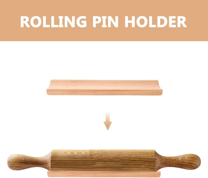 2pcs Natural Wood Rolling Pin Stand for Baking Fit Cradle for Pizza Roller Dough Roller Space-saving Kitchen Display Rack Resistant to Stains and Easy to Clean