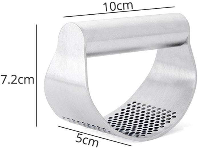Garlic Press Rocker Stainless Steel, Fruit Crusher with Comfortable Handle Porous Surface, Easy Use & Clean, Vegetable Squeezer Kitchen Tool