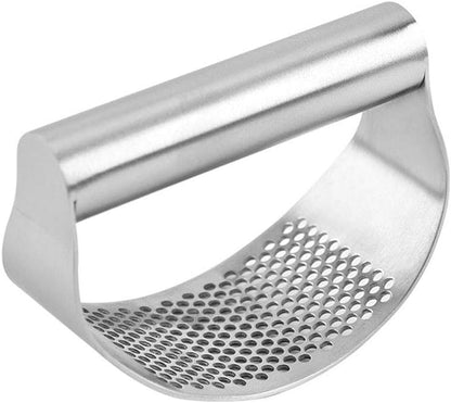 Garlic Press Rocker Stainless Steel, Fruit Crusher with Comfortable Handle Porous Surface, Easy Use & Clean, Vegetable Squeezer Kitchen Tool