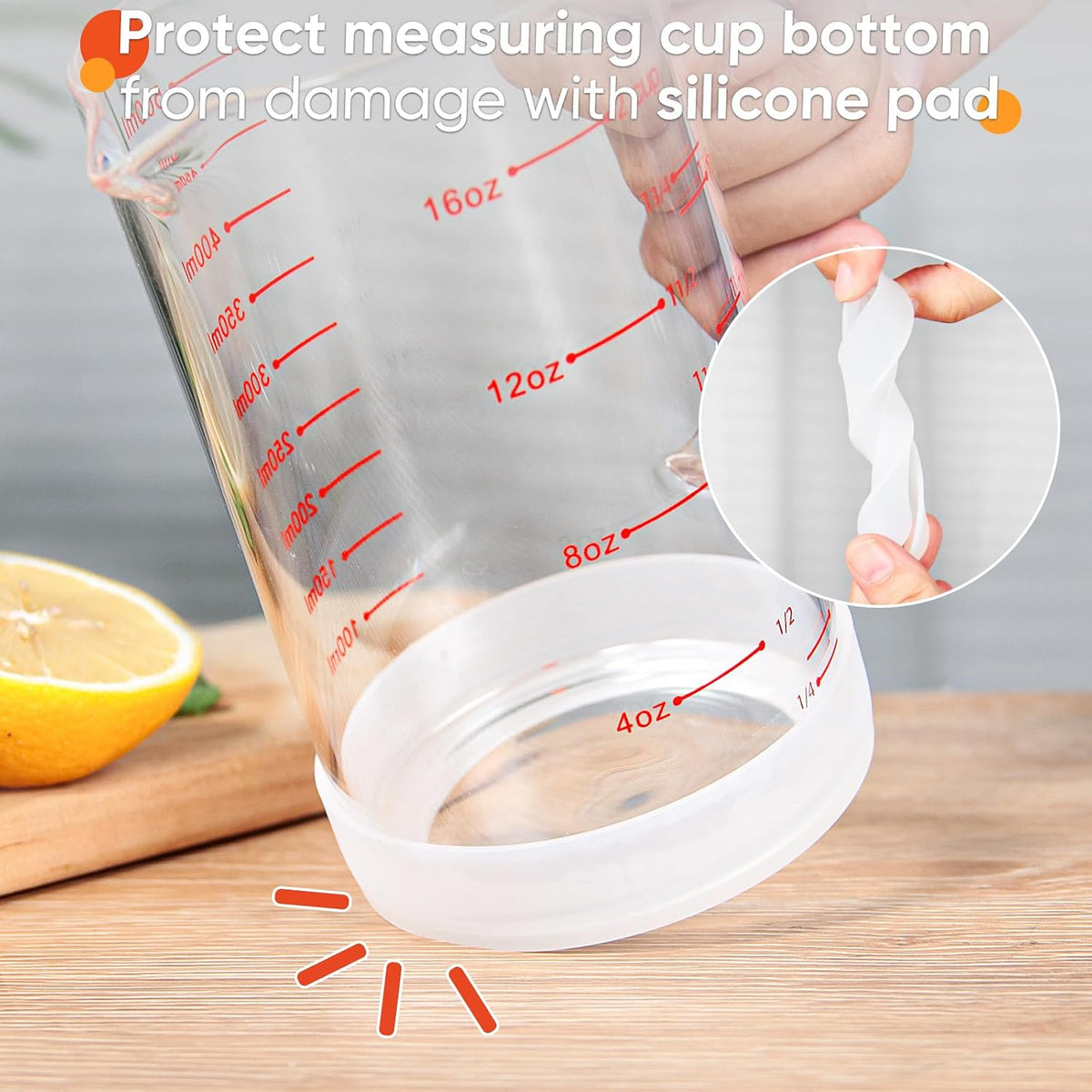 Glass Measuring Cup, 1 1/4-Cup/300 ML Liquid Measuring Cups, Measuring Cup With Handle and V-Shaped Spout, Glass Beaker with Three Scales (OZ, Cup, ML), Dishwasher/Freezer/Microwave Safe