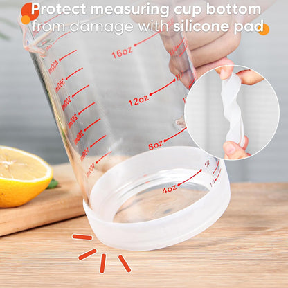 Glass Measuring Cup, 1 1/4-Cup/300 ML Liquid Measuring Cups, Measuring Cup With Handle and V-Shaped Spout, Glass Beaker with Three Scales (OZ, Cup, ML), Dishwasher/Freezer/Microwave Safe