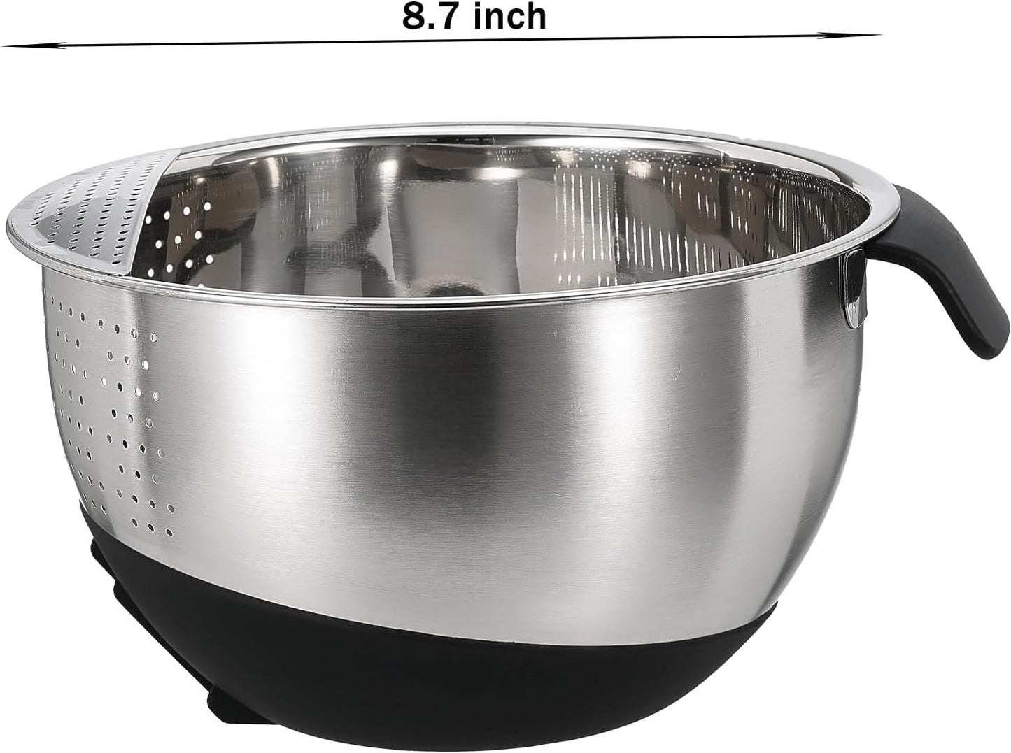 Rice Washing Bowl with Strainer Stainless Steel Quinoa Washer Bowl | Side Drainers Colander for Cleaning Fruits, Vegetables, and Beans - Versatile Kitchen Tool