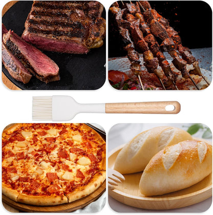 Silicone Basting Pastry Brushes, 2 Pcs Heat Resistant Pastry Brush with Wooden Handle, Oil Brush Food Cooking Brushes Kitchen Utensils for BBQ, Butter, Sauce, Marinade, Baking, Grill Dishwasher Safe