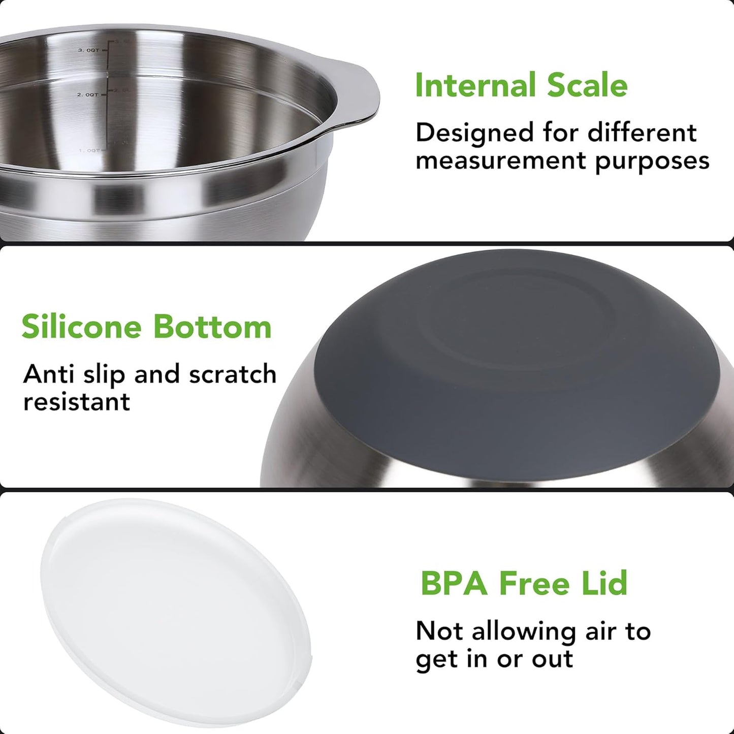 304 Stainless Steel Colander, 2.5 QT Capacity and 2.5 QT Mixing Bowl, Micropore Strainer for Washing Rice, Fruit, and Veggies, Perfect Draining for Cooked Pasta