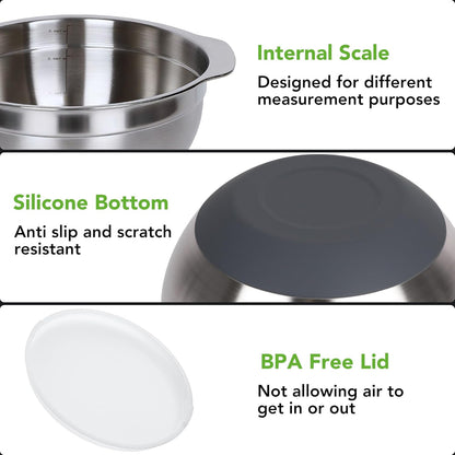 304 Stainless Steel Colander, 2.5 QT Capacity and 2.5 QT Mixing Bowl, Micropore Strainer for Washing Rice, Fruit, and Veggies, Perfect Draining for Cooked Pasta