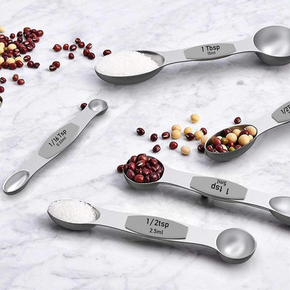 21 Piece Black Measuring Cups & Spoons, Includes 7 Stainless Steel Measuring Cups, 8 Double Sided Measuring Spoons, 1 Leveler & 5 Mini Spoons
