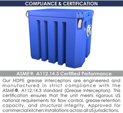 Grease Trap Interceptor 10 GPM (20 lb Capacity) Commercial Kitchen | plastic, ASME certified