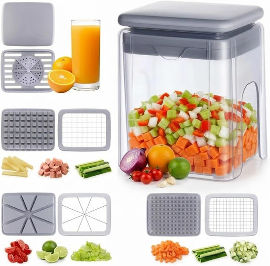 13-in-1 Vegetable Chopper with Container – Manual Veggie & Onion Food Chopper, Multifunction Vegetable Dicer for Fast Meal Prep, Kitchen Chopper with Stainless Steel Blades