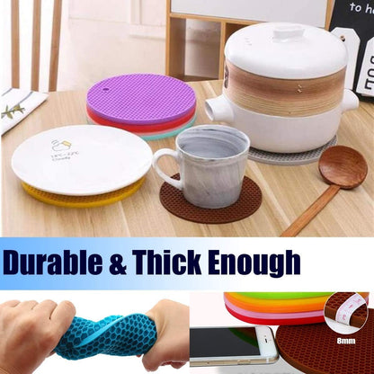 5 Pack Extra Thick Silicone Trivets Heat Resistant Pot Holder and Oven Mitts,Trivets for Hot Dishes,Nonslip Insulation Honeycomb Rubber Hot Pads for Countertop,Multi-Purpose & Flexible Mats,BK
