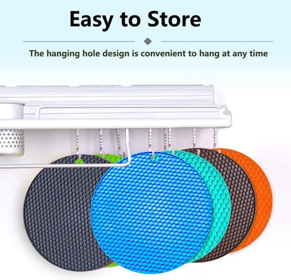 5 Pack Extra Thick Silicone Trivets Heat Resistant Pot Holder and Oven Mitts,Trivets for Hot Dishes,Nonslip Insulation Honeycomb Rubber Hot Pads for Countertop,Multi-Purpose & Flexible Mats,BK