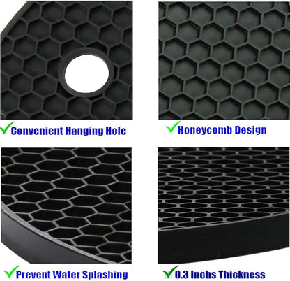 5 Pack Extra Thick Silicone Trivets Heat Resistant Pot Holder and Oven Mitts,Trivets for Hot Dishes,Nonslip Insulation Honeycomb Rubber Hot Pads for Countertop,Multi-Purpose & Flexible Mats,BK