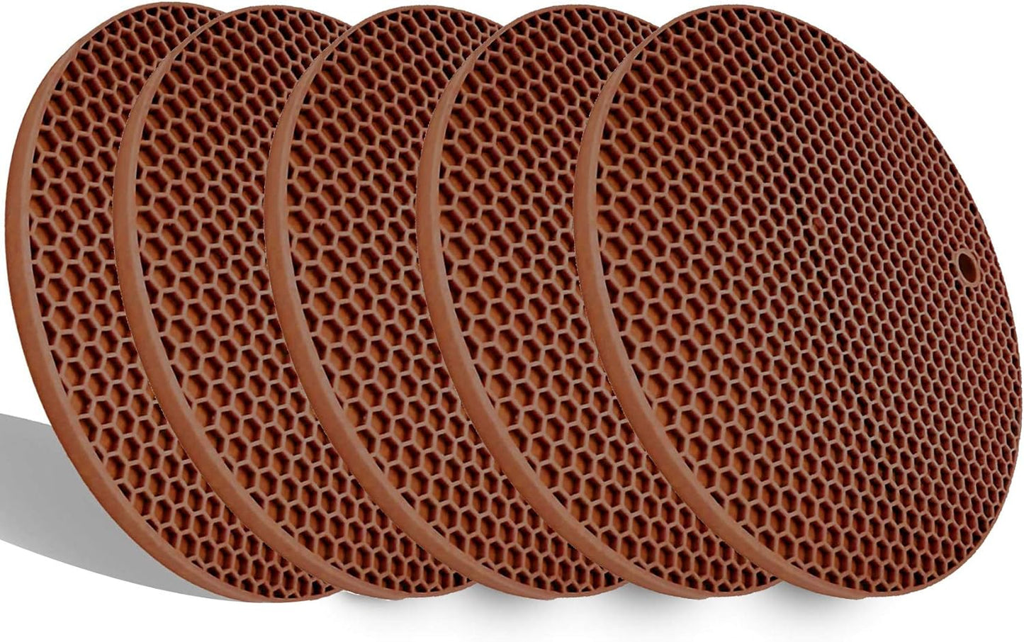 5 Pack Extra Thick Silicone Trivets Heat Resistant Pot Holder and Oven Mitts,Trivets for Hot Dishes,Nonslip Insulation Honeycomb Rubber Hot Pads for Countertop,Multi-Purpose & Flexible Mats,BK