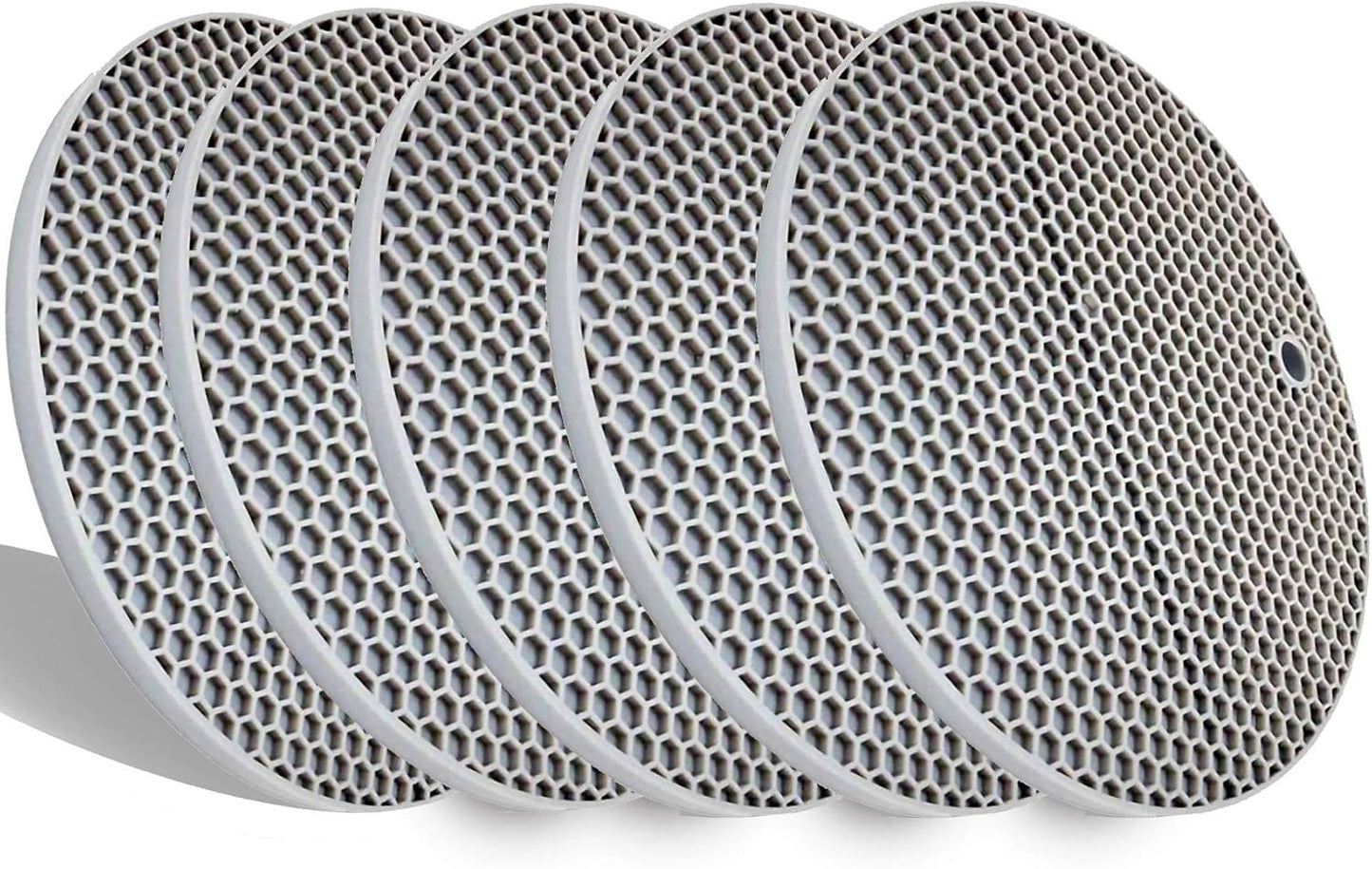 5 Pack Extra Thick Silicone Trivets Heat Resistant Pot Holder and Oven Mitts,Trivets for Hot Dishes,Nonslip Insulation Honeycomb Rubber Hot Pads for Countertop,Multi-Purpose & Flexible Mats,BK