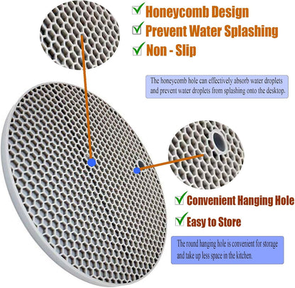 5 Pack Extra Thick Silicone Trivets Heat Resistant Pot Holder and Oven Mitts,Trivets for Hot Dishes,Nonslip Insulation Honeycomb Rubber Hot Pads for Countertop,Multi-Purpose & Flexible Mats,BK