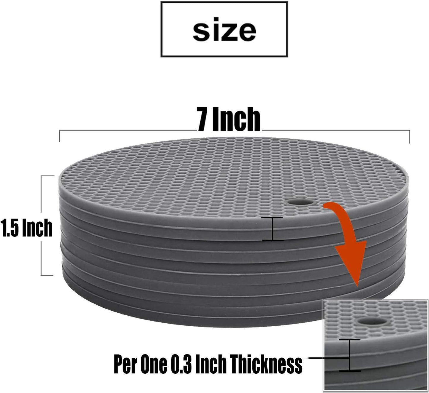 5 Pack Extra Thick Silicone Trivets Heat Resistant Pot Holder and Oven Mitts,Trivets for Hot Dishes,Nonslip Insulation Honeycomb Rubber Hot Pads for Countertop,Multi-Purpose & Flexible Mats,BK