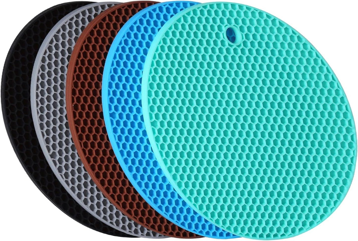 5 Pack Extra Thick Silicone Trivets Heat Resistant Pot Holder and Oven Mitts,Trivets for Hot Dishes,Nonslip Insulation Honeycomb Rubber Hot Pads for Countertop,Multi-Purpose & Flexible Mats,BK