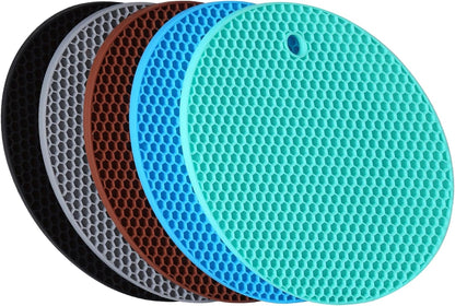 5 Pack Extra Thick Silicone Trivets Heat Resistant Pot Holder and Oven Mitts,Trivets for Hot Dishes,Nonslip Insulation Honeycomb Rubber Hot Pads for Countertop,Multi-Purpose & Flexible Mats,BK
