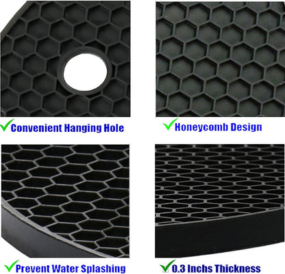5 Pack Extra Thick Silicone Trivets Heat Resistant Pot Holder and Oven Mitts,Trivets for Hot Dishes,Nonslip Insulation Honeycomb Rubber Hot Pads for Countertop,Multi-Purpose & Flexible Mats,BK