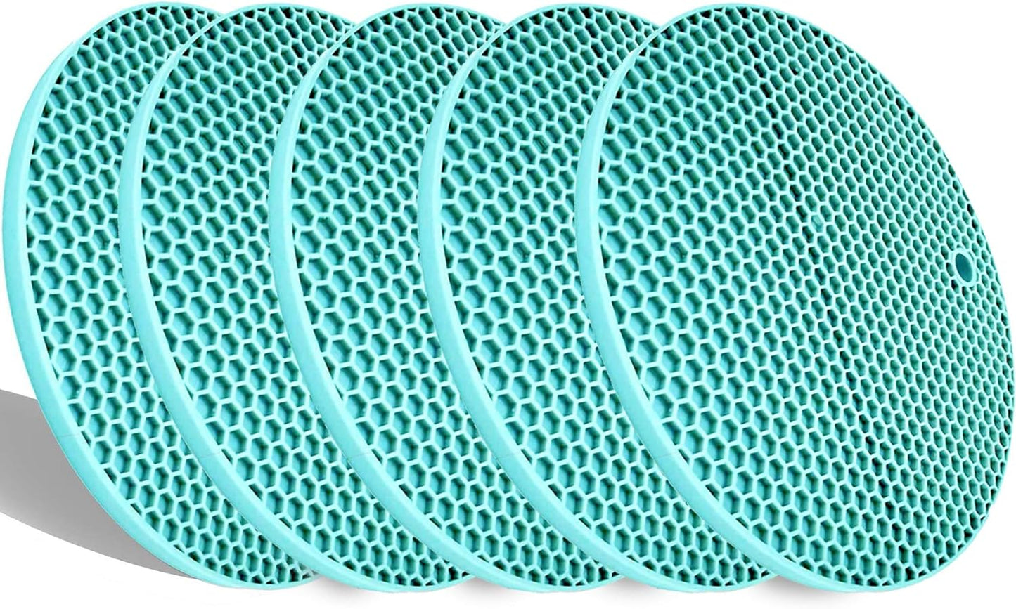 5 Pack Extra Thick Silicone Trivets Heat Resistant Pot Holder and Oven Mitts,Trivets for Hot Dishes,Nonslip Insulation Honeycomb Rubber Hot Pads for Countertop,Multi-Purpose & Flexible Mats,BK