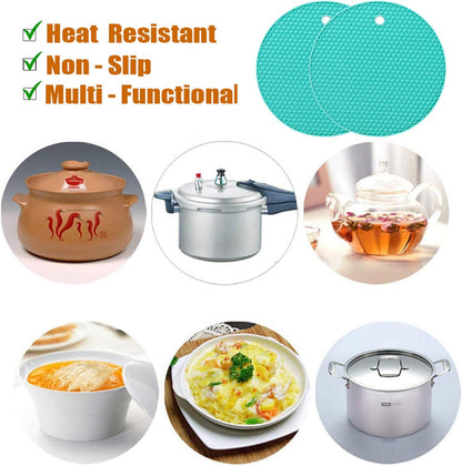 5 Pack Extra Thick Silicone Trivets Heat Resistant Pot Holder and Oven Mitts,Trivets for Hot Dishes,Nonslip Insulation Honeycomb Rubber Hot Pads for Countertop,Multi-Purpose & Flexible Mats,BK