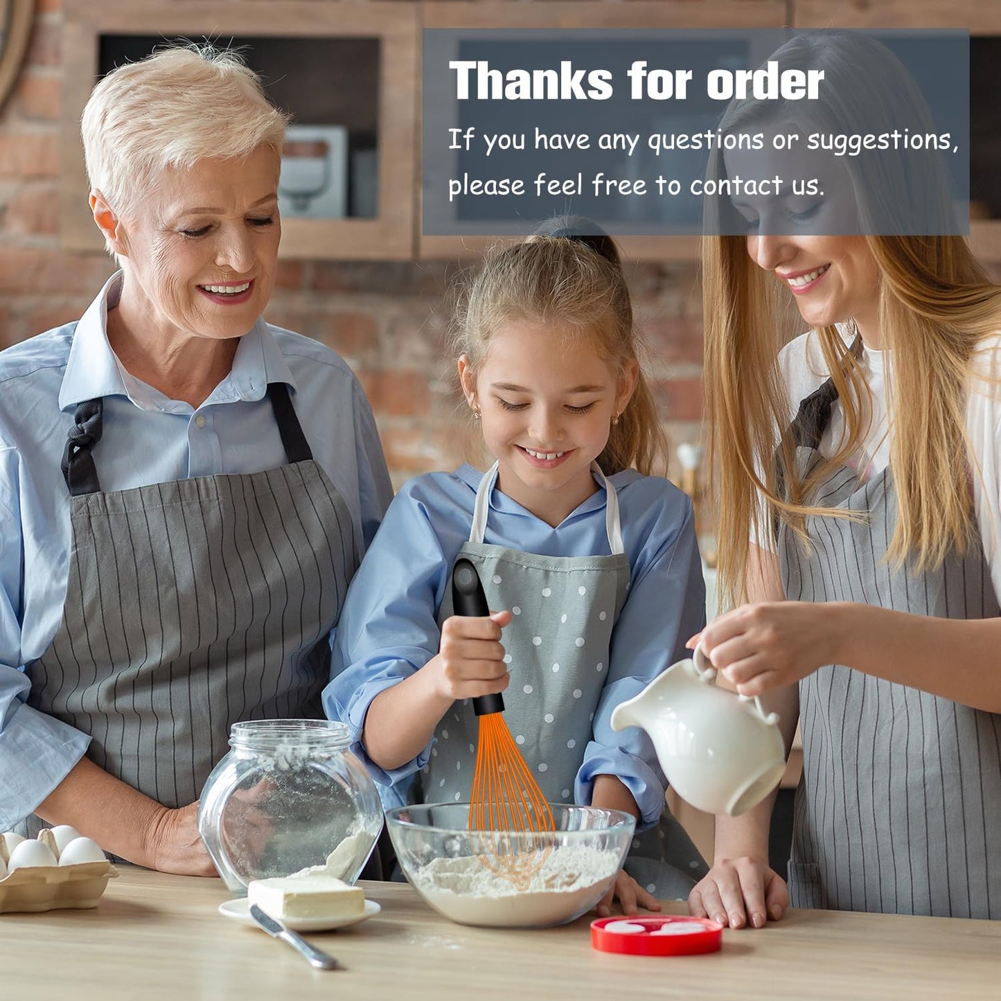 Dishwasher Safe Silicone Whisk, Sealed Waterproof Design Set of 3, Professional Kitchen Whisks for Cooking Non-Scratch, Silicone & Stainless Steel Whisk, Heat Resistant Balloon Egg Beater, Black