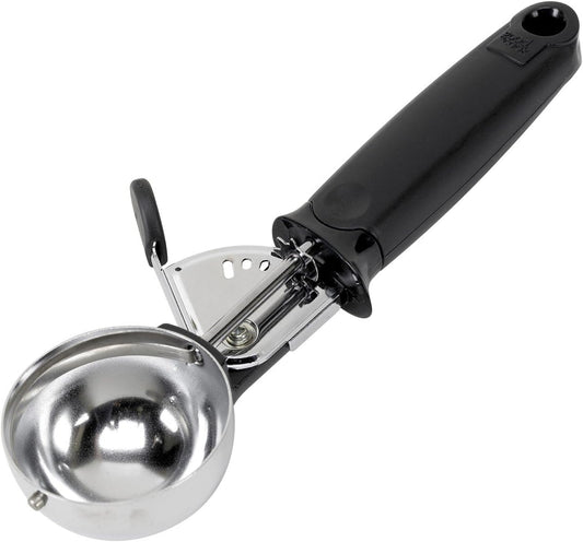 Deluxe Ice Cream Scoop with Trigger With Comfortable Grip & Easy-Release Lever Dishwasher Safe, 2-Ounce Scoop, Black