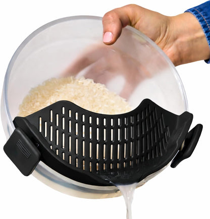 Silicone Clip On Strainer for Pots and Pans & Glass Dishes
