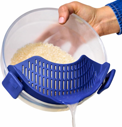 Silicone Clip On Strainer for Pots and Pans & Glass Dishes
