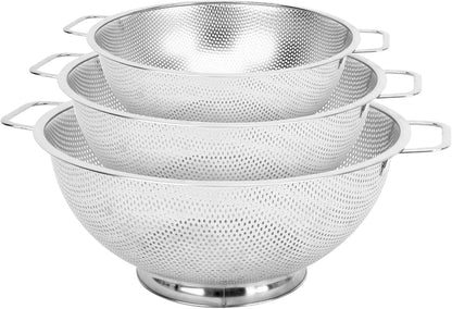 Colander for Kitchen, 3QT, Stainless Steel Colander Strainer with Handle for Fruits Vegetables Cooking Food, Dishwasher Safe