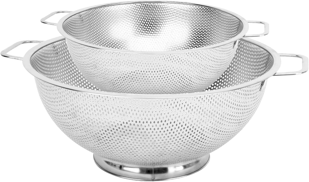 Colander for Kitchen, 3QT, Stainless Steel Colander Strainer with Handle for Fruits Vegetables Cooking Food, Dishwasher Safe