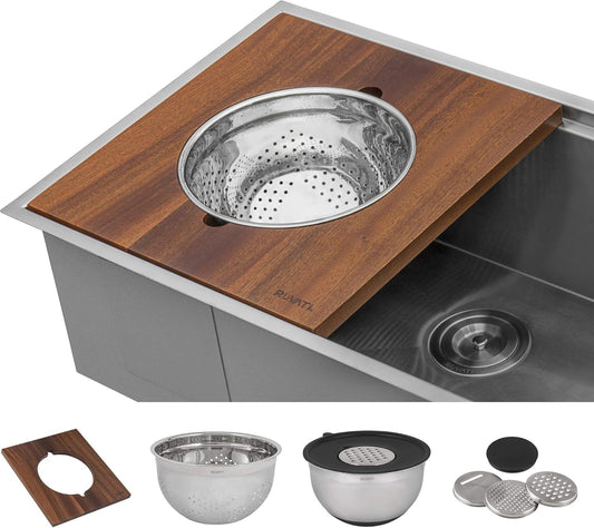Wood Platform with Mixing Bowl and Colander (complete set) for Workstation Sinks - RVA1288