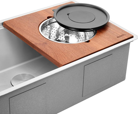 Wood Platform with Mixing Bowl and Colander (complete set) for Workstation Sinks - RVA1288