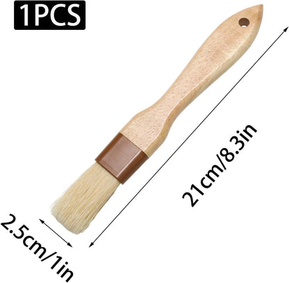 1 Inch Pastry Brushes for Baking, Natural Bristle Basting Brush, Kitchen Oil Brushes for Cooking, BBQ Sauce, Butter(1 Inch)