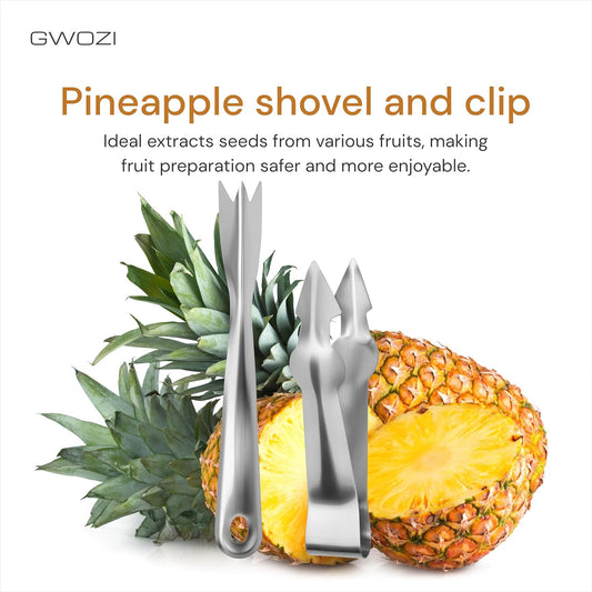 Fruit Tweezers & Pineapple Eye Remover Tool - Stainless Steel Pineapple Eye Remover with V Shape Set of 2 Pcs - Fruit Remover Kitchen Tweezers and Pineapple Seed Remover