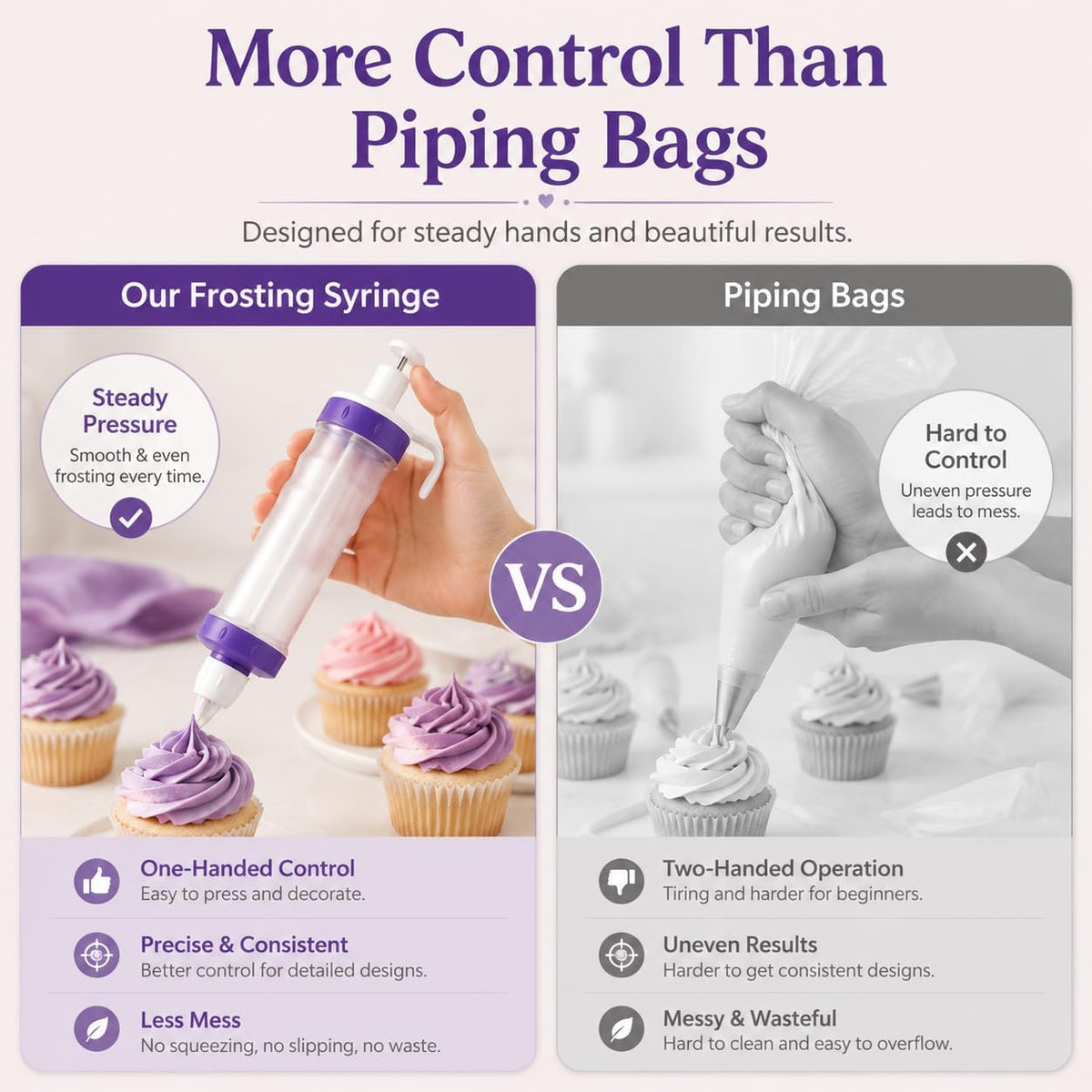 Frosting Piping Kit with Syringe Dispenser, 7 Nozzles, 3 Cake Scrapers