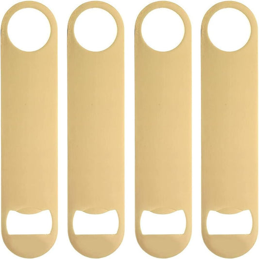 4PCS Heavy Duty Stainless Steel Flat Bottle Opener Beer Bottle Opener 7" Speed Openers for Kitchen, Bar or Restaurant Birthday Wedding Bridal Shower Gifts (Gold,4)