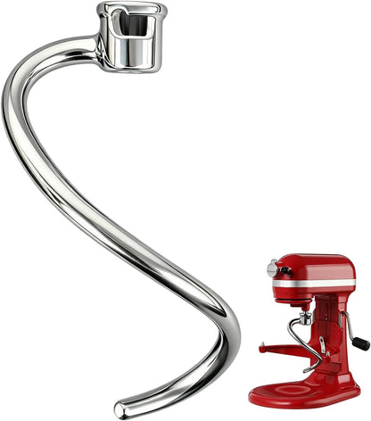 Stainless Steel Spiral Dough Hook for Kitchen Aid 4.5QT / 5QT Tilt-Head Mixers, Dishwasher Safe, Dough Hook Attachment - Efficient Kneading for Bread, Pizza, Pasta, Cookies