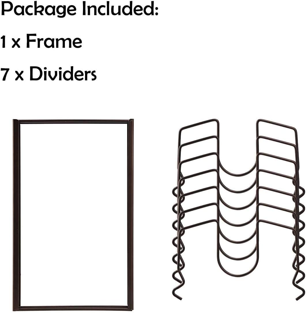 Pot Lids Organizer Rack for Cabinet and Countertop, 7+ Pan Lids and Bakeware Organizer Rack Holder with 7 Adjustable Compartments - Brown